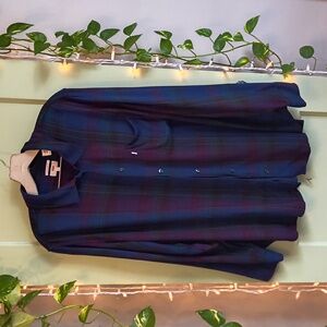 Women's Levi's White Tab 100% VISCOSE Boyfriend button Down Plaid Shirt 2X